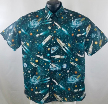 space themed hawaiian shirt